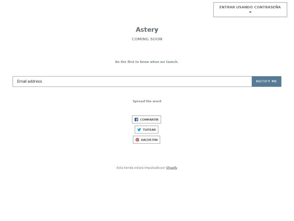astery.com shopify website screenshot
