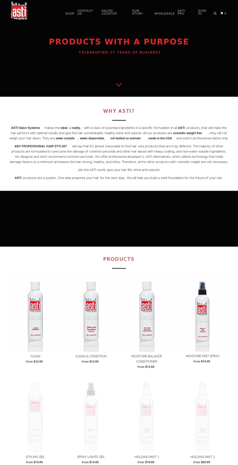 astihair.com shopify website screenshot