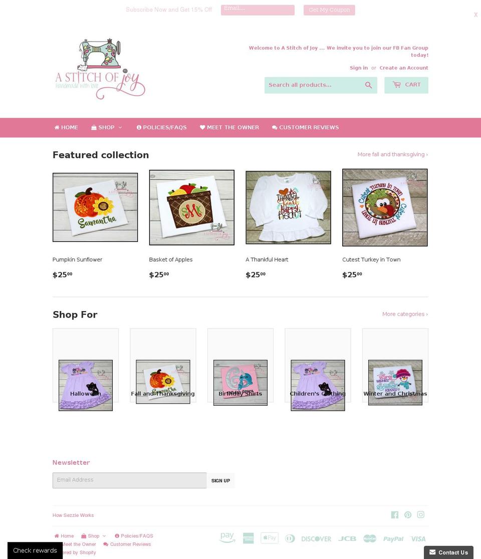 astitchofjoy.com — Shopify storefront screenshot