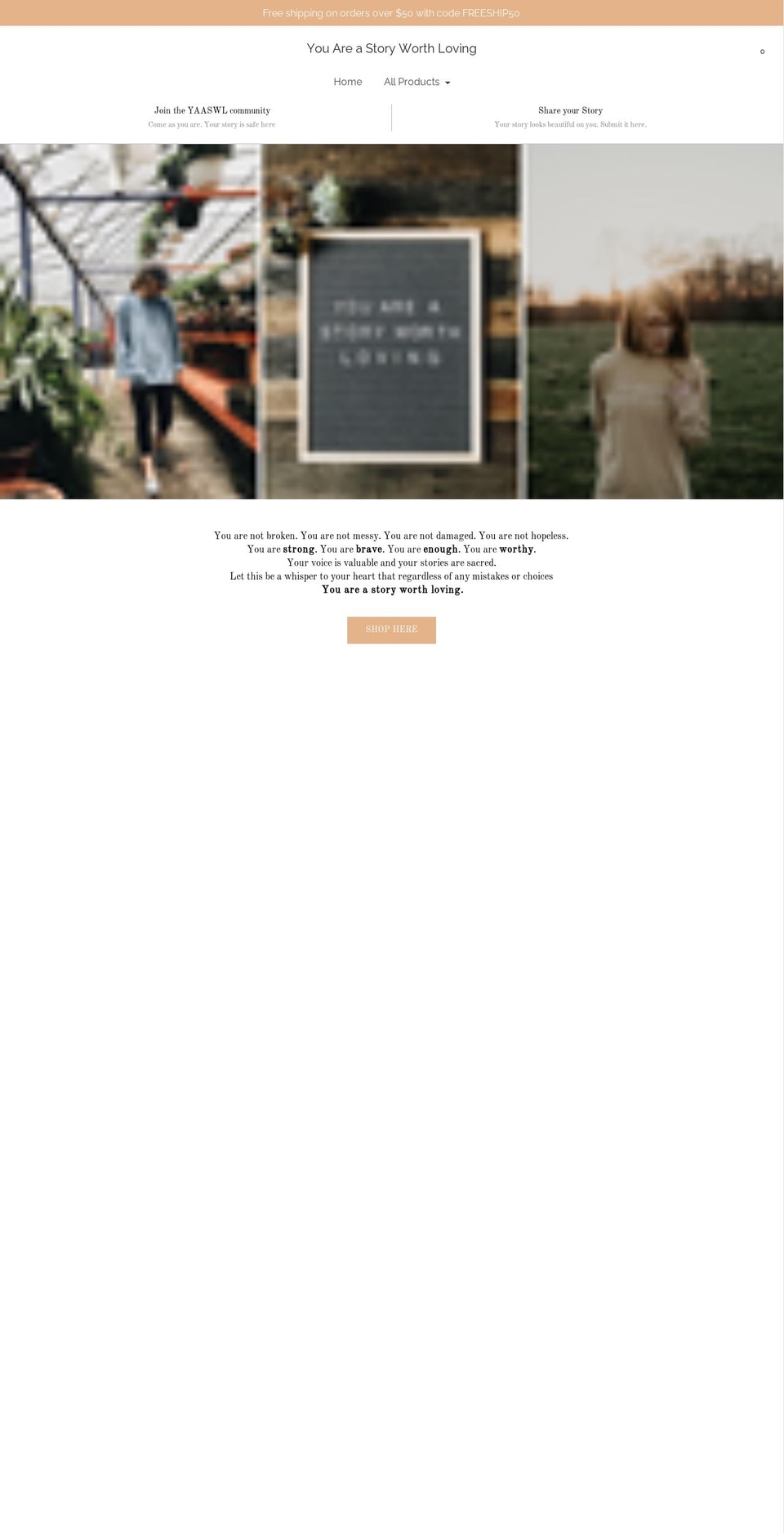 astoryworthloving.com shopify website screenshot