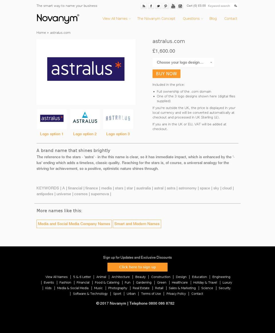 astralus.com shopify website screenshot