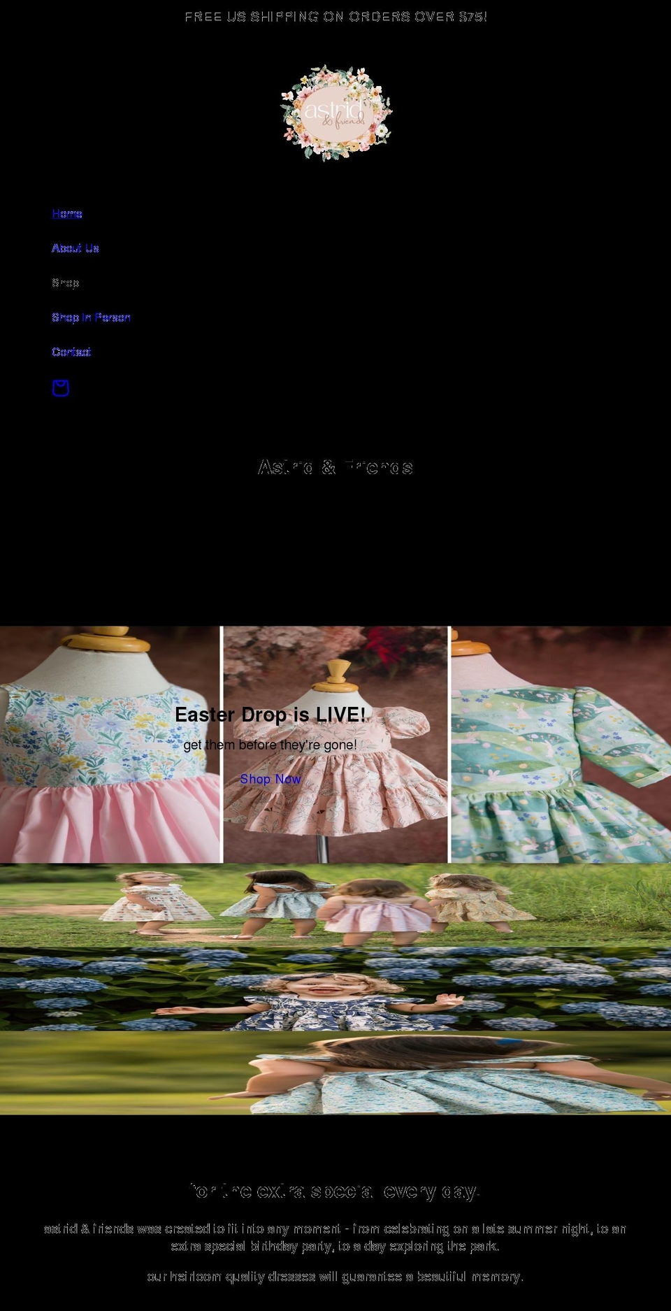 astridandfriends.com shopify website screenshot
