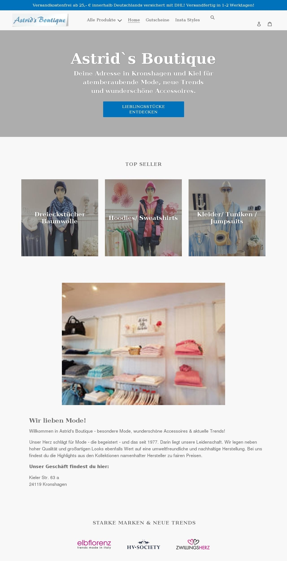 astridsboutique.de shopify website screenshot