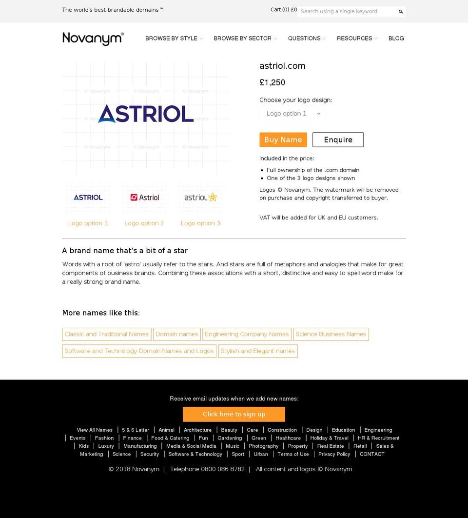 astriol.com — Shopify storefront screenshot