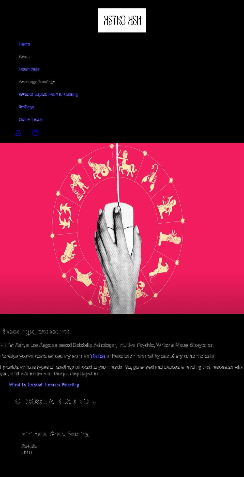 astroash.net shopify website screenshot