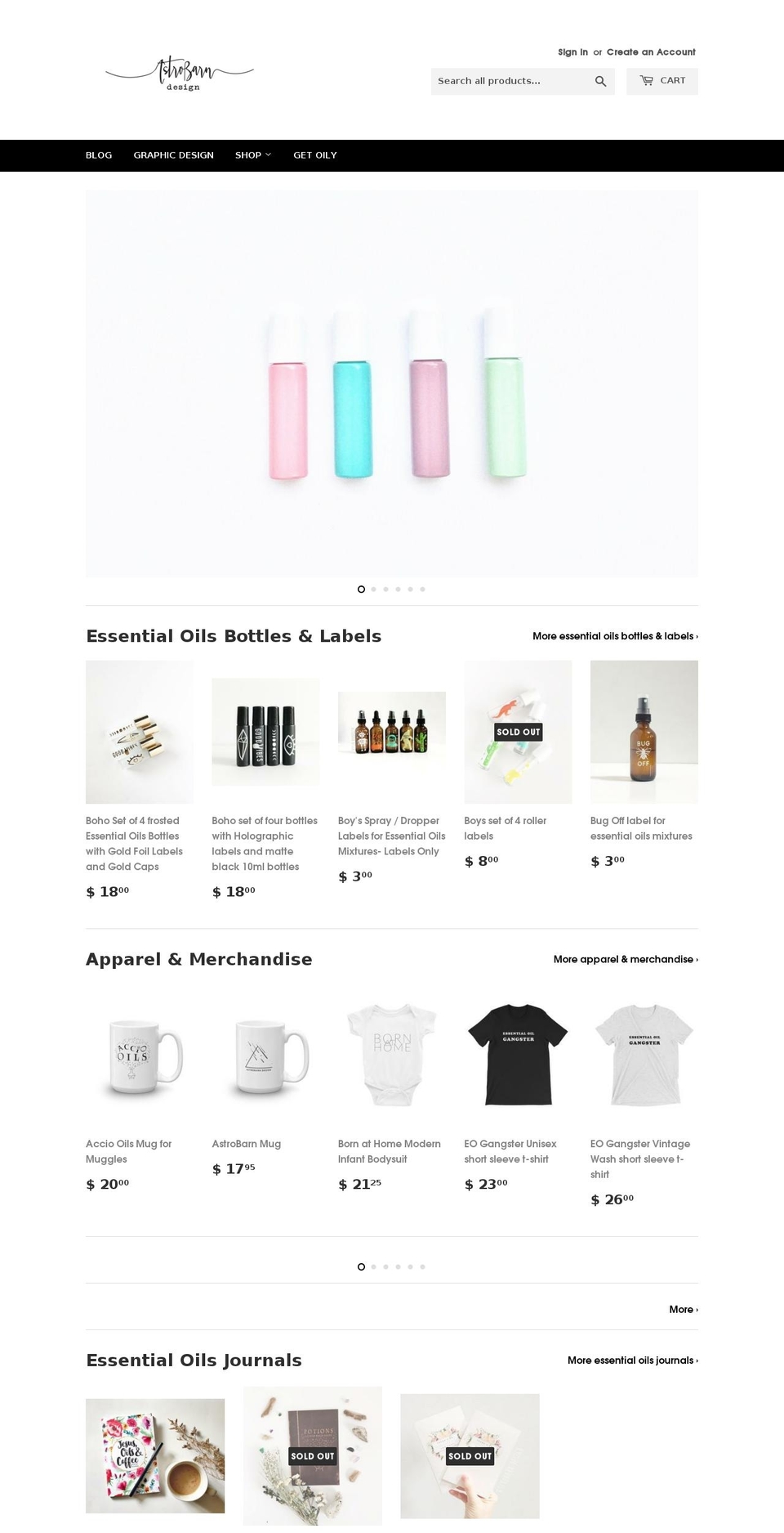 astrobarndesign.com shopify website screenshot