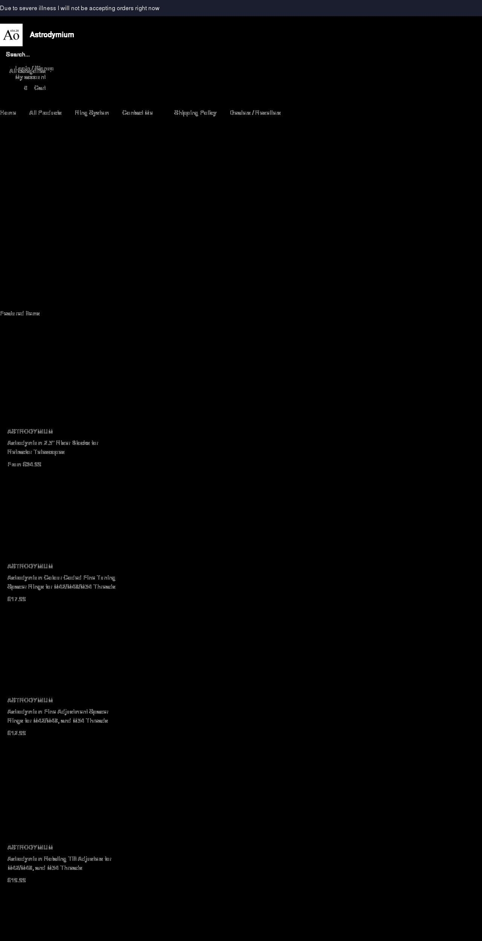 astrodymium.com shopify website screenshot