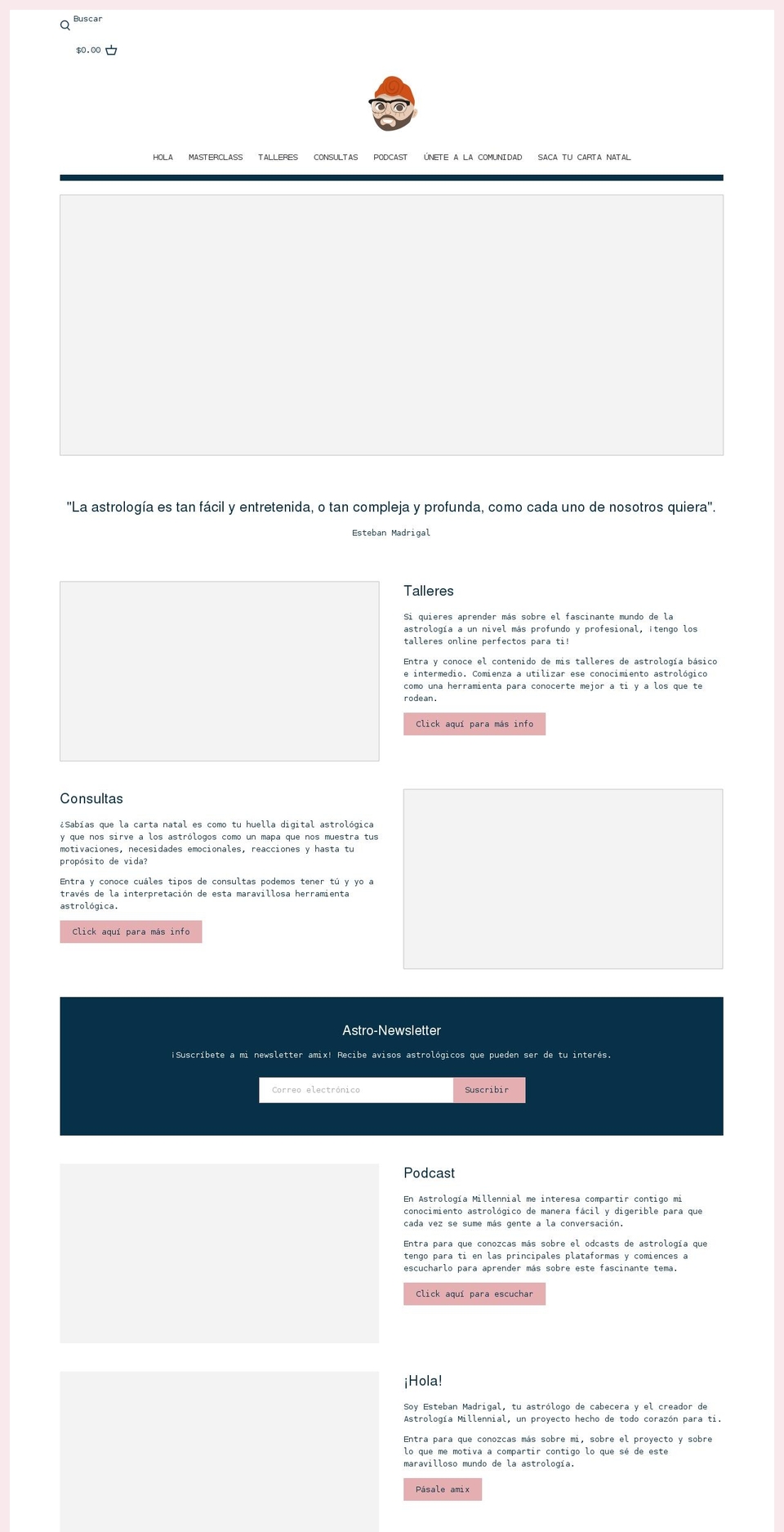 astrologiamillennial.com shopify website screenshot