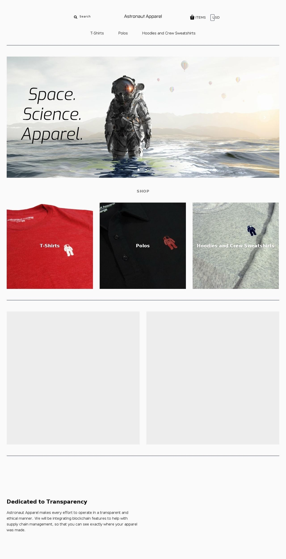 astronautapparel.com shopify website screenshot