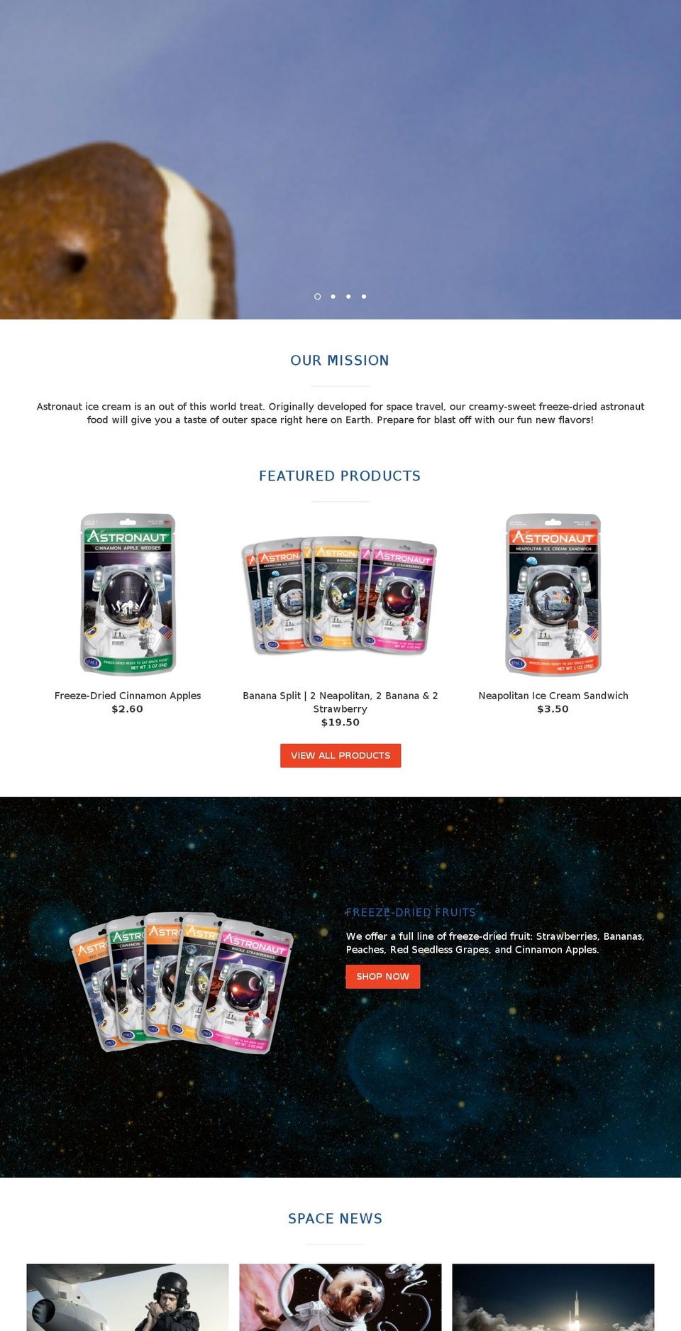 astronautfoods.com — Shopify storefront screenshot