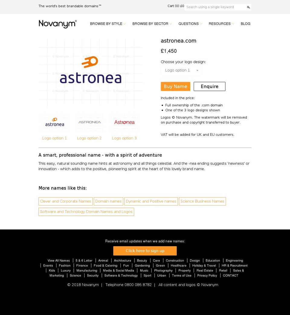 astronea.com — Shopify storefront screenshot