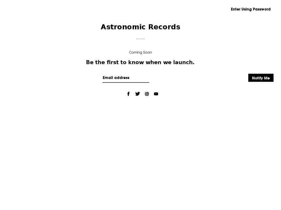 Editorial Shopify theme site example astronomicrecords.com
