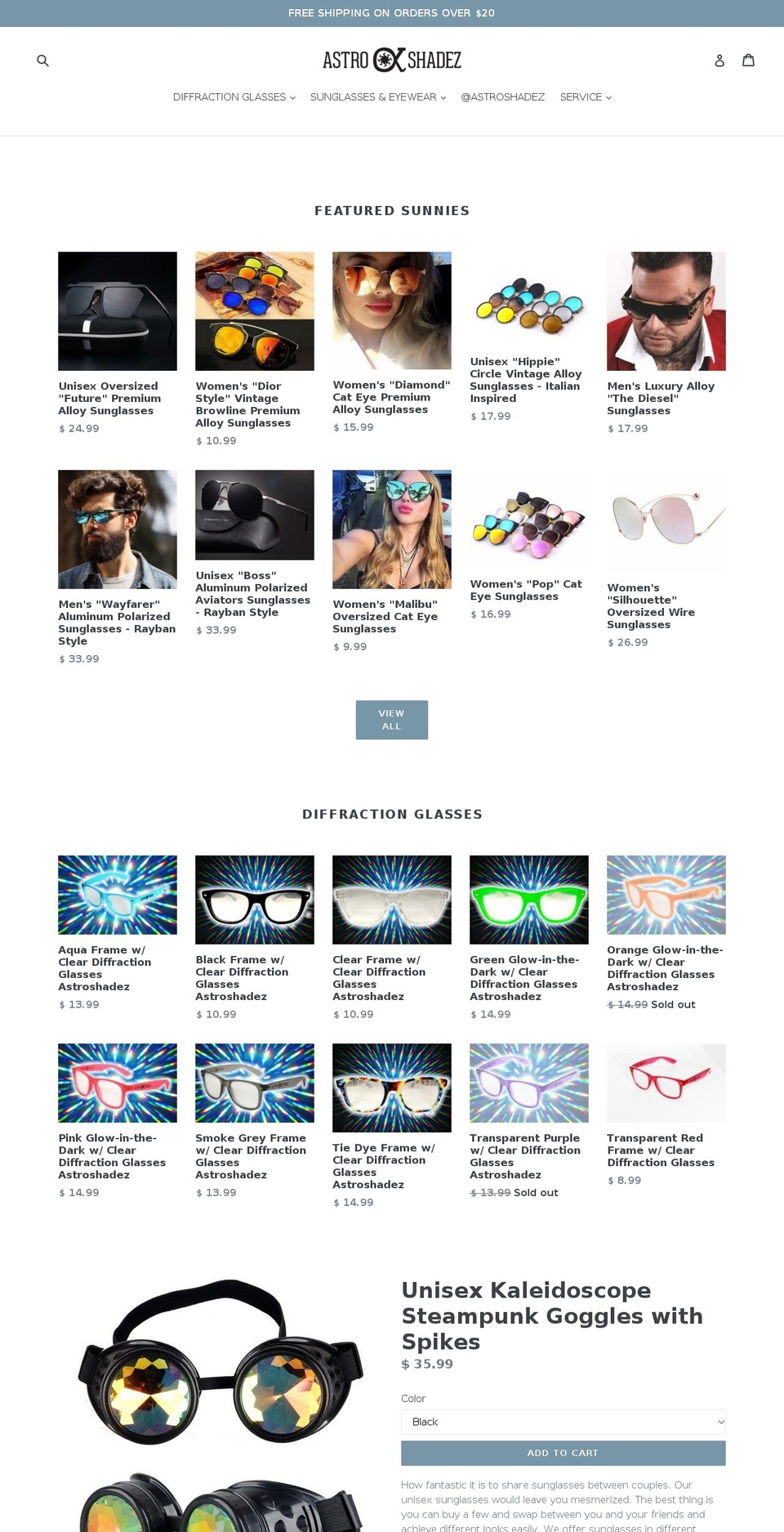 astroshadez.com shopify website screenshot