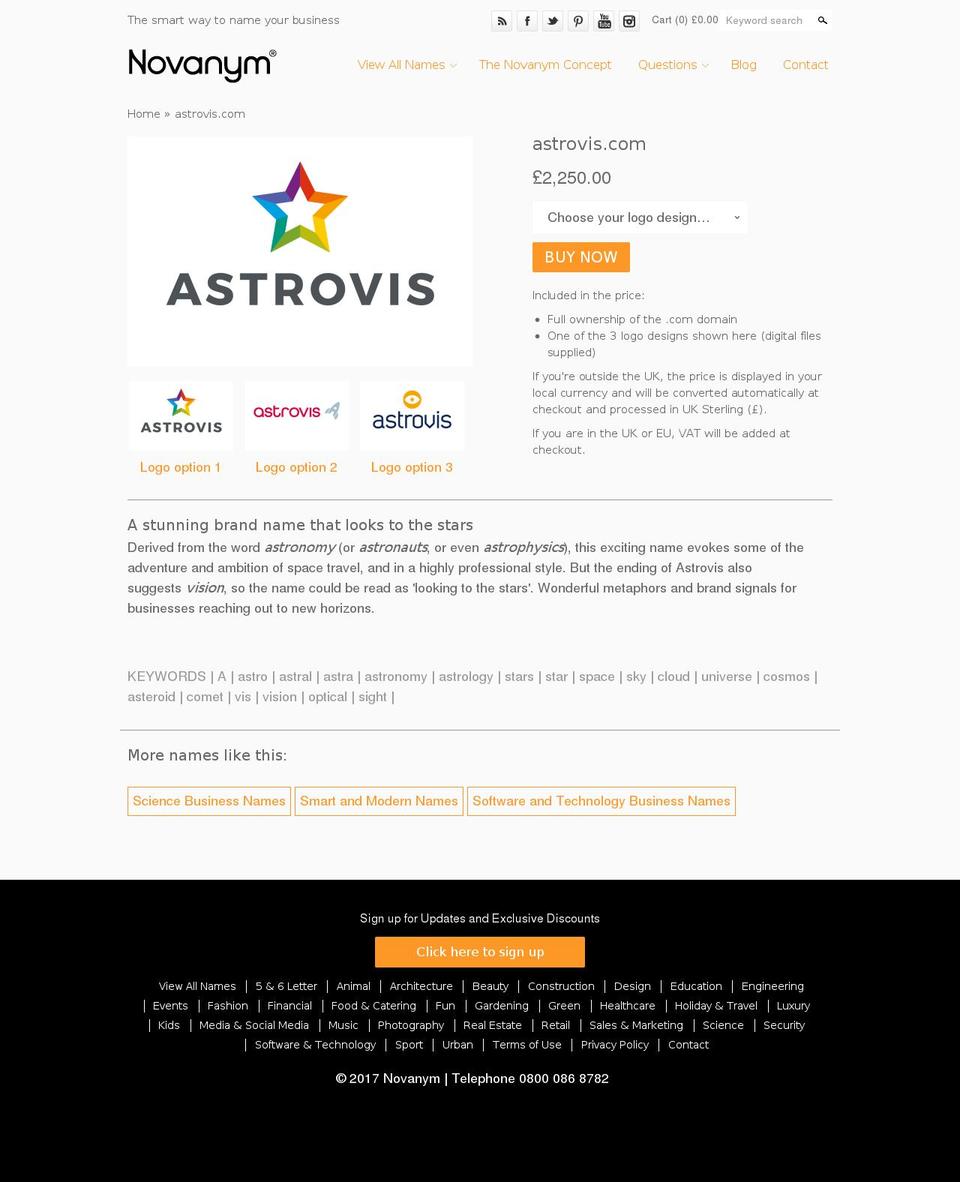 astrovis.com shopify website screenshot