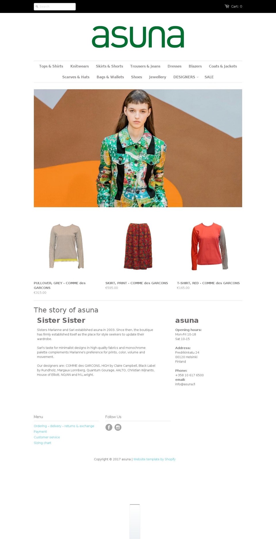asuna.fi shopify website screenshot