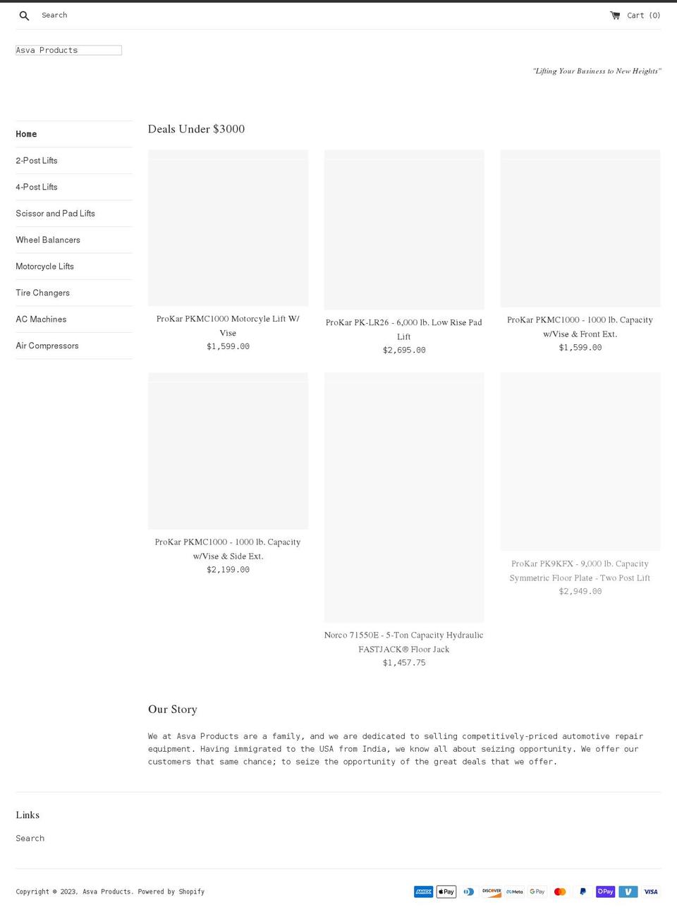 asvaproducts.com shopify website screenshot