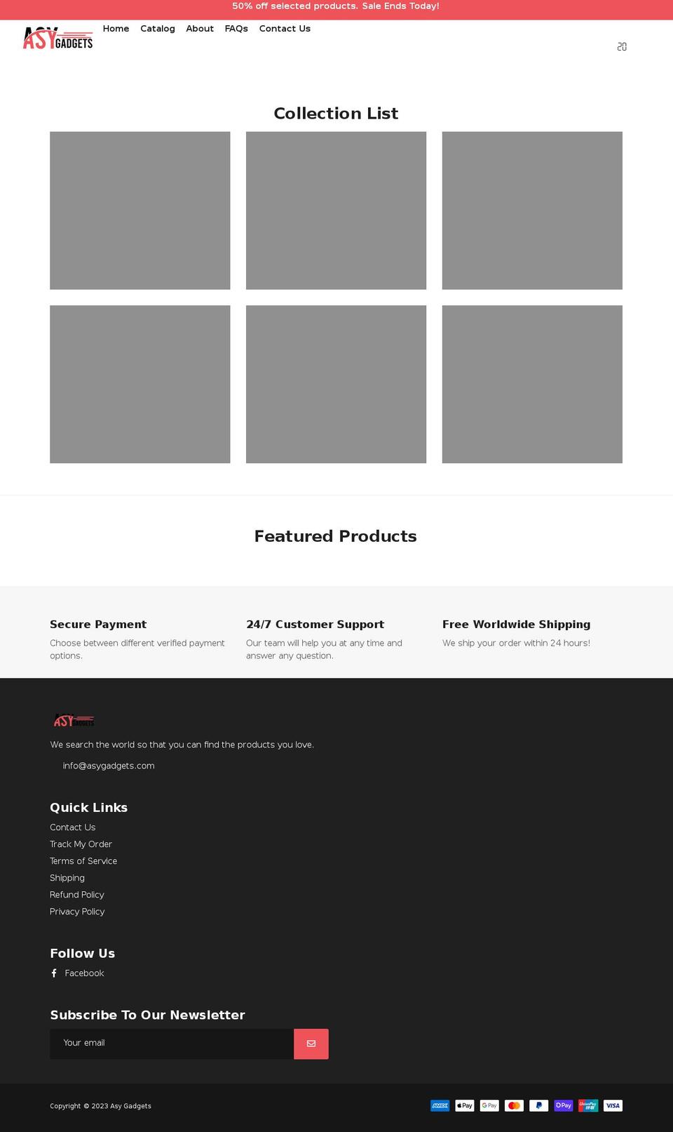 asygadgets.com shopify website screenshot