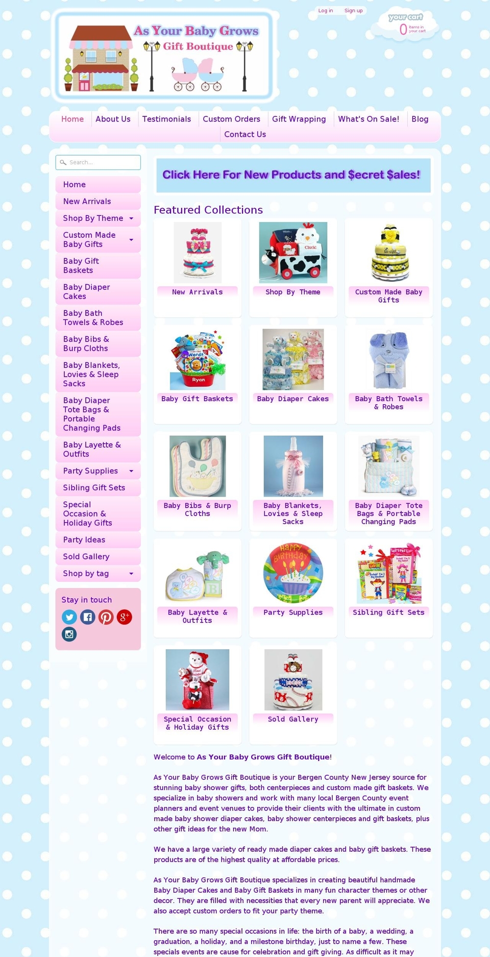 asyourbabygrowsgiftboutique.com — Shopify storefront screenshot