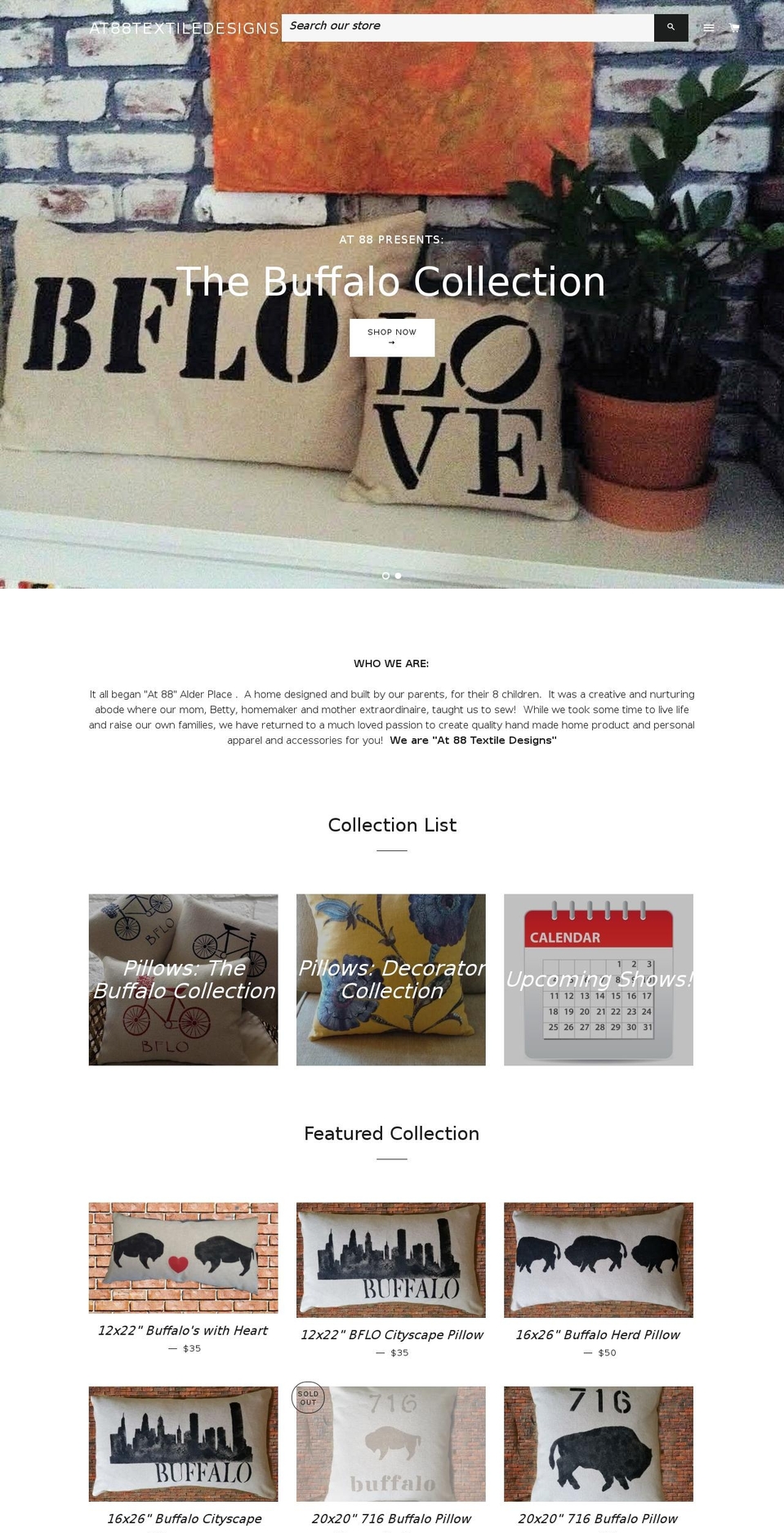 at88textiledesigns.com — Shopify storefront screenshot