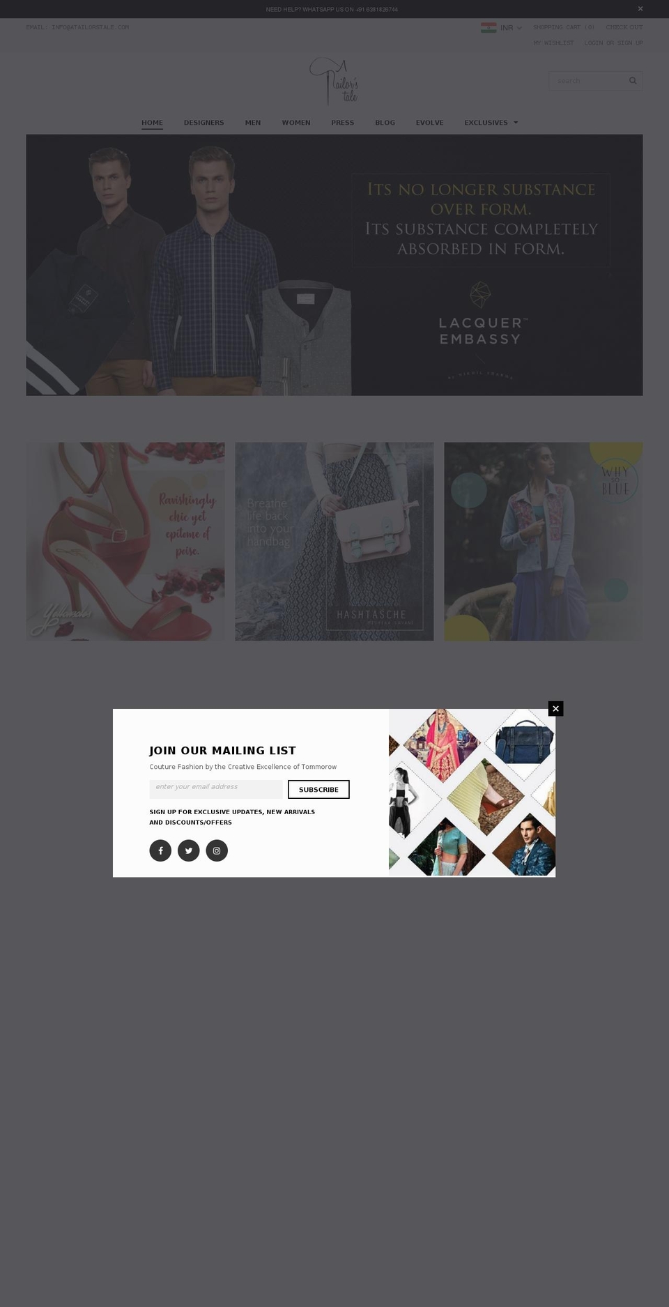 atailorstale.com shopify website screenshot