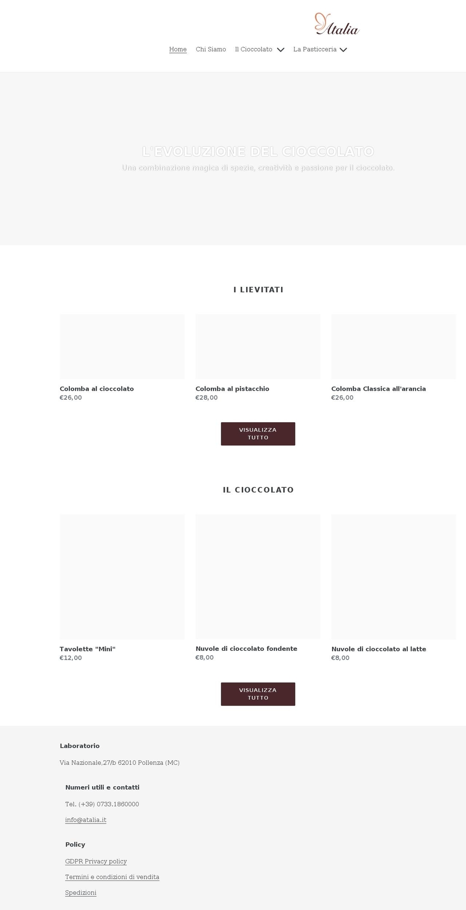 atalia.it shopify website screenshot