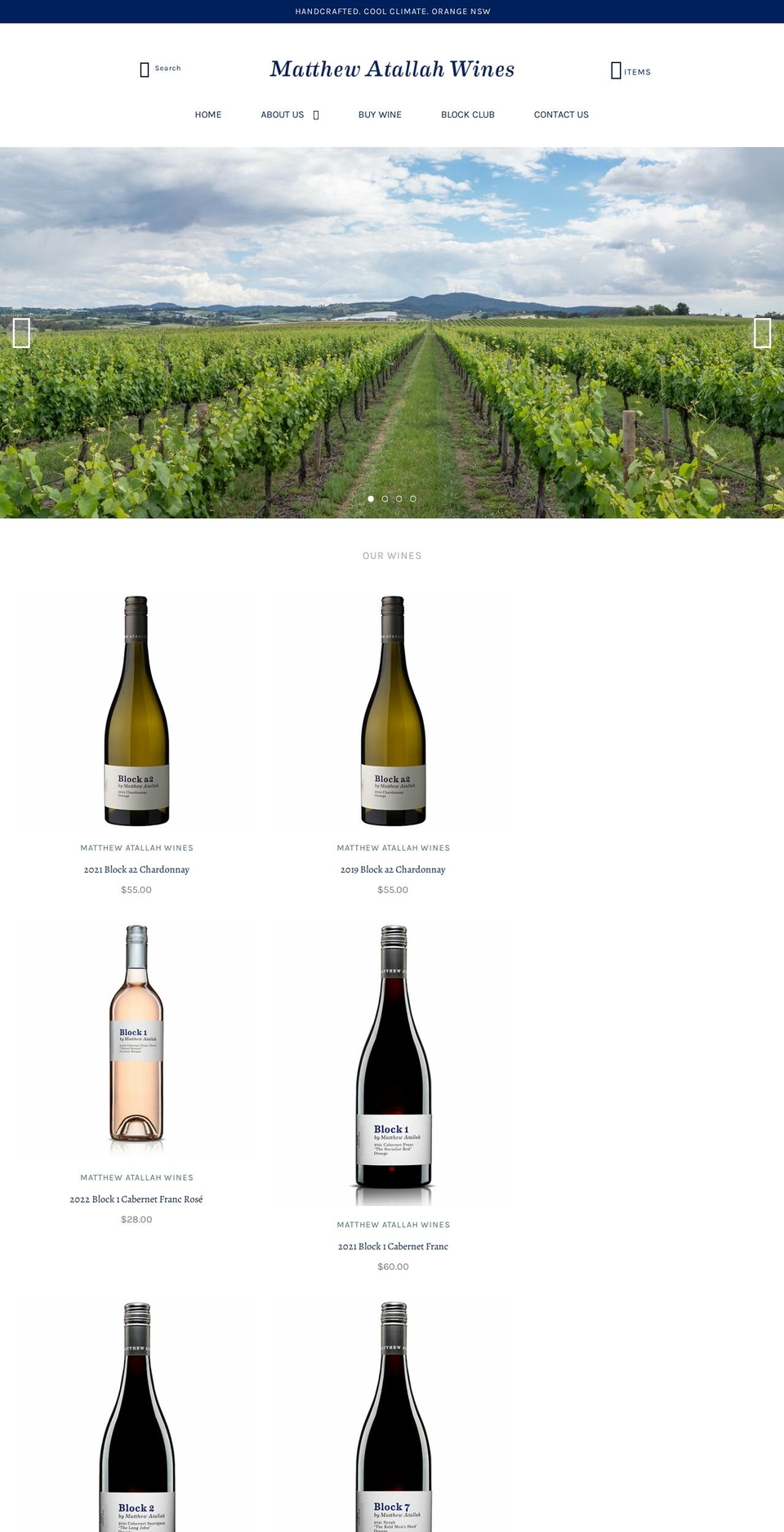 atallahwines.com.au shopify website screenshot