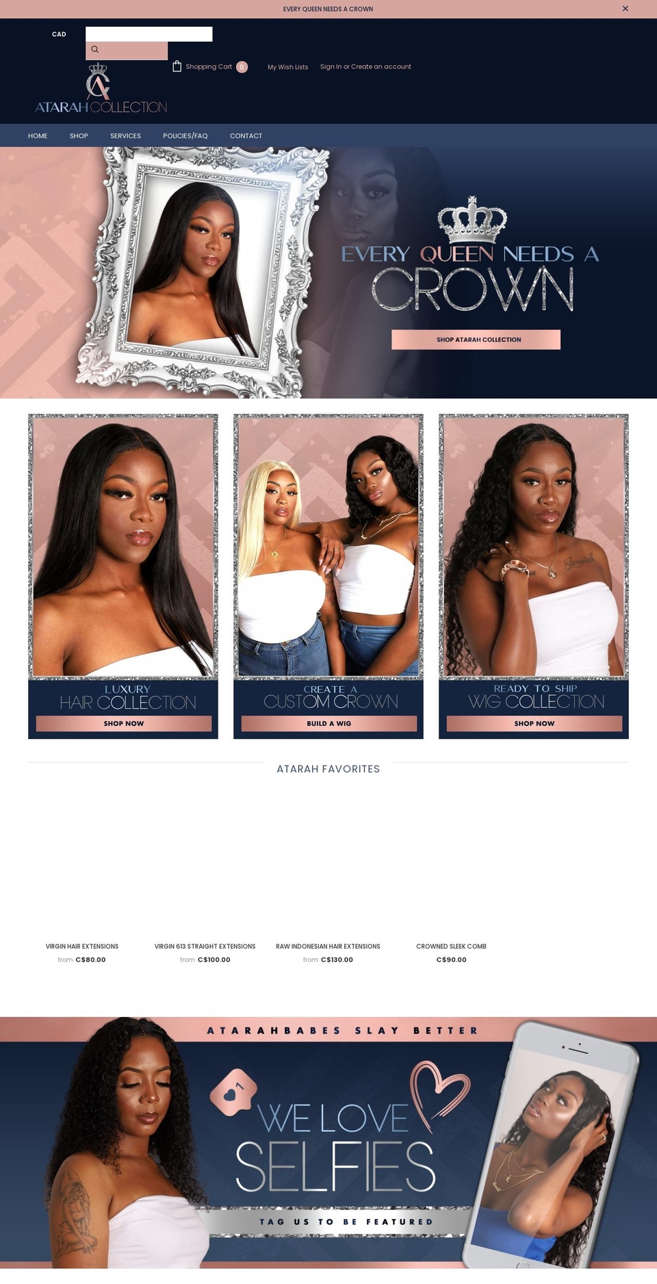 atarahcollection.com shopify website screenshot