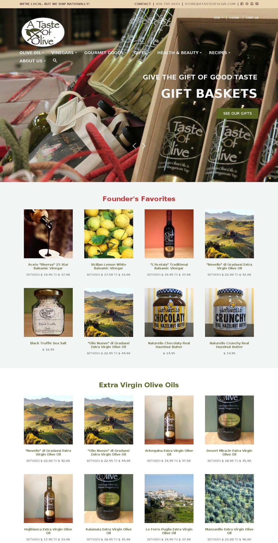 atasteofolive.com shopify website screenshot