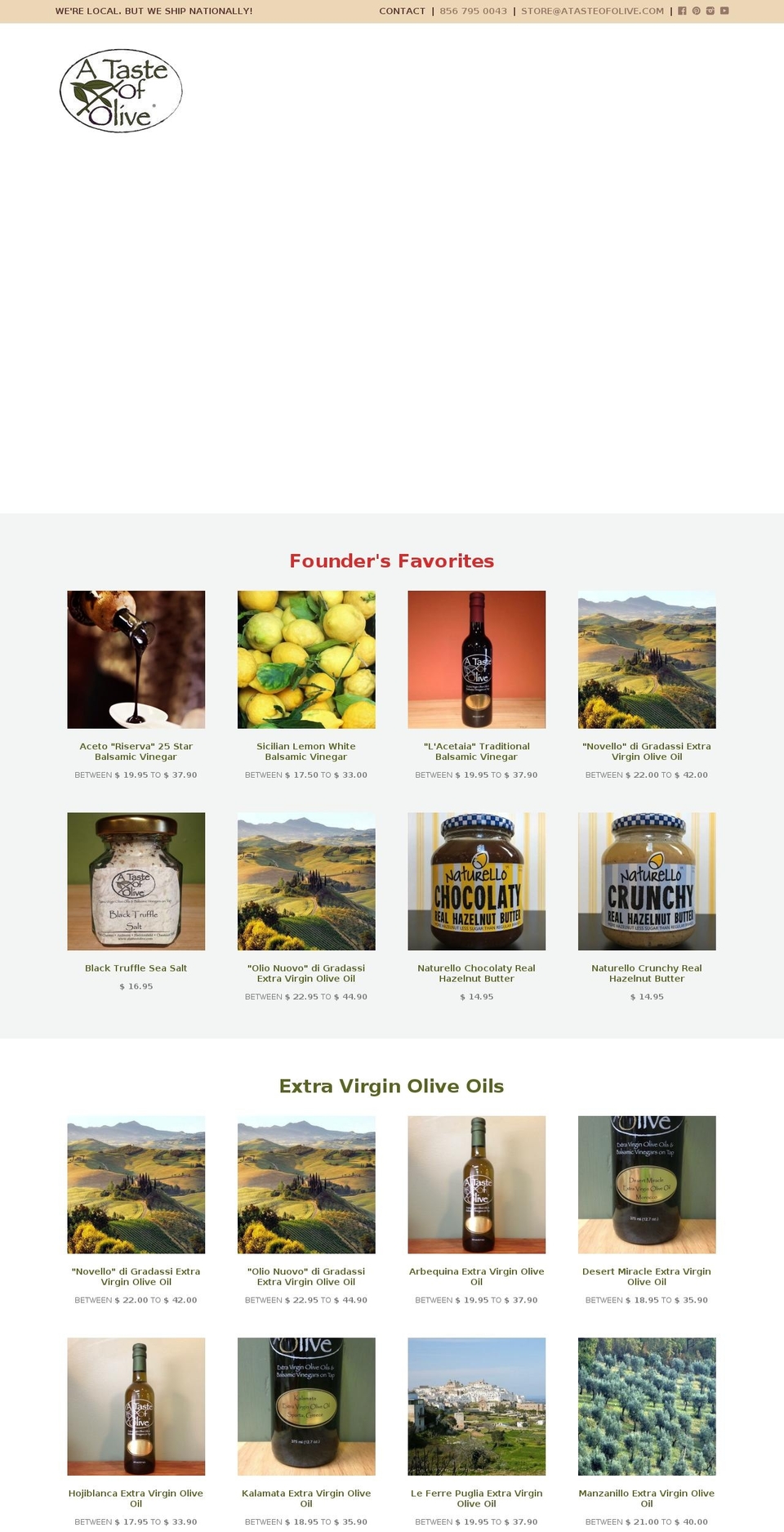 Copy of Focal Shopify theme site example atasteofolives.com