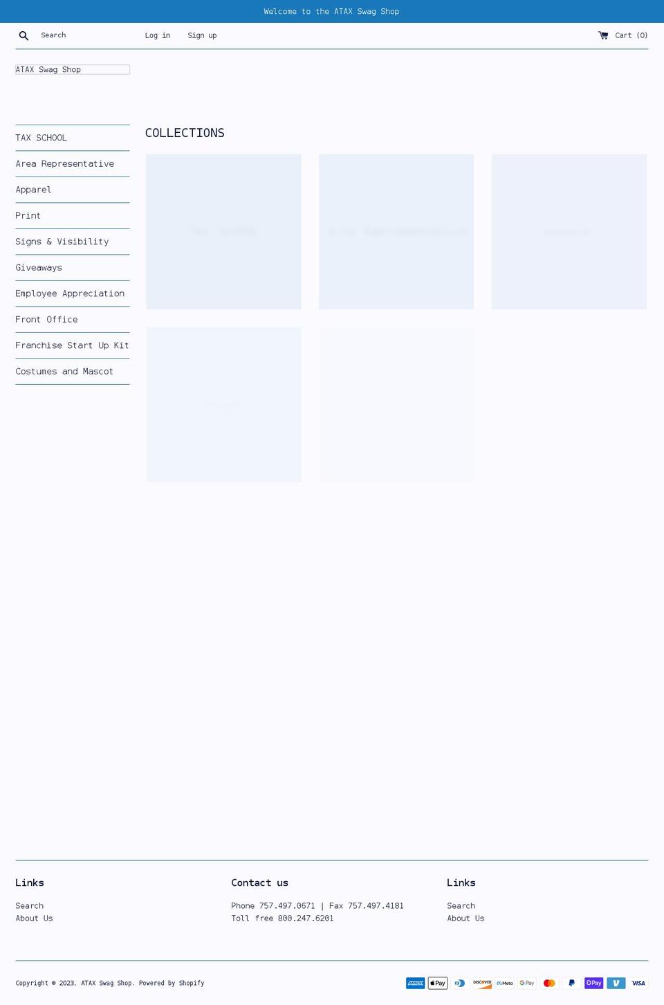 ataxswag.com shopify website screenshot