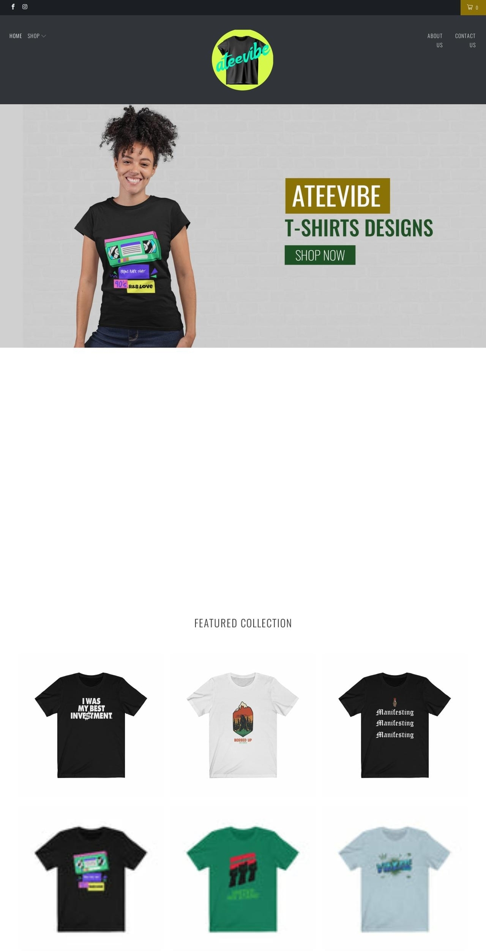 ateevibe.com shopify website screenshot
