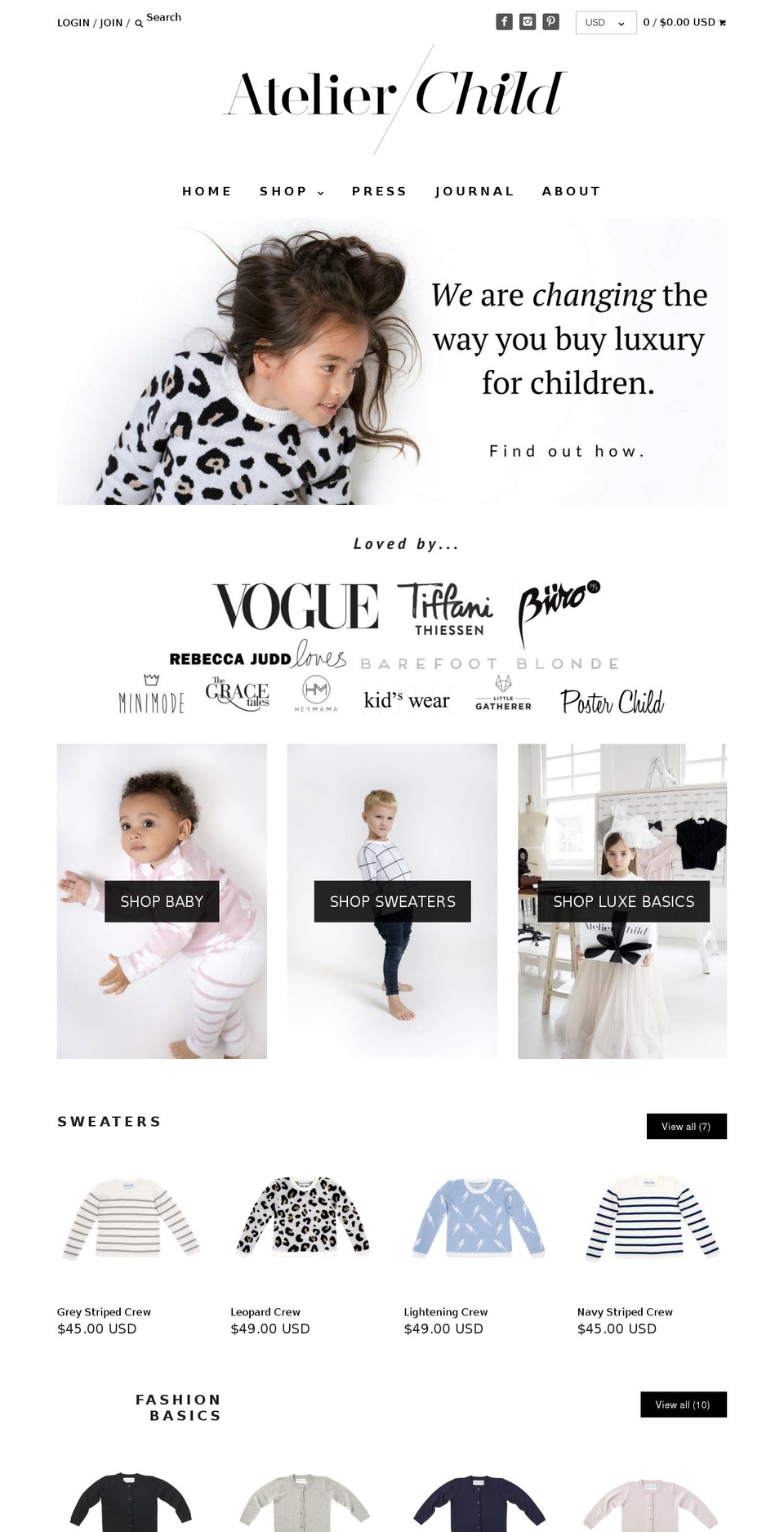 atelierchild.com shopify website screenshot