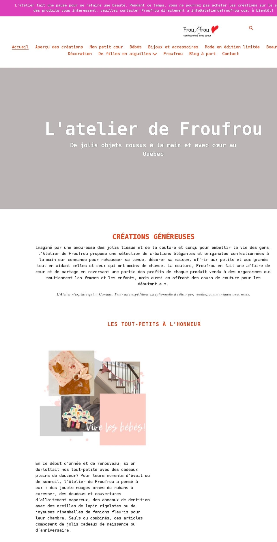 atelierdefroufrou.com shopify website screenshot