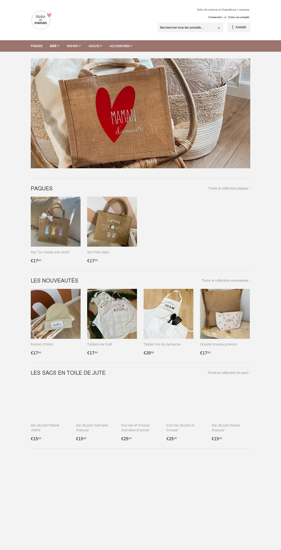 atelierdemaman.com shopify website screenshot