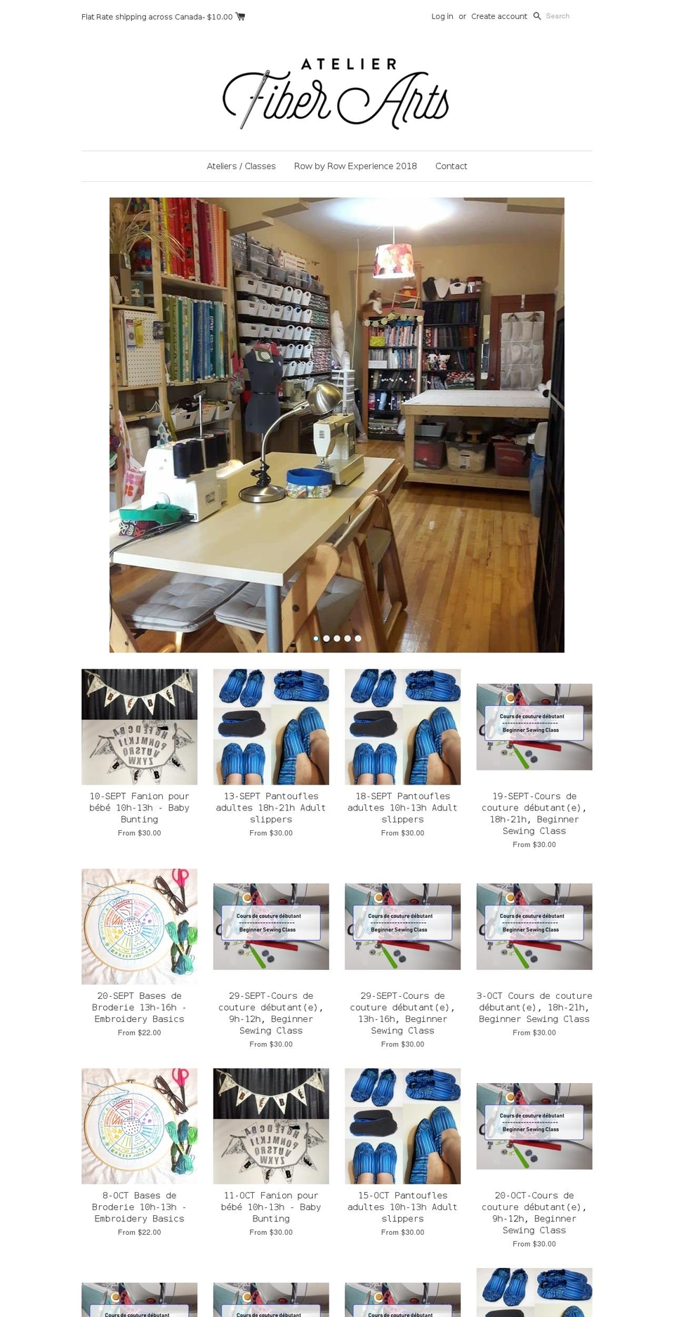 atelierfiberarts.com — Shopify storefront screenshot