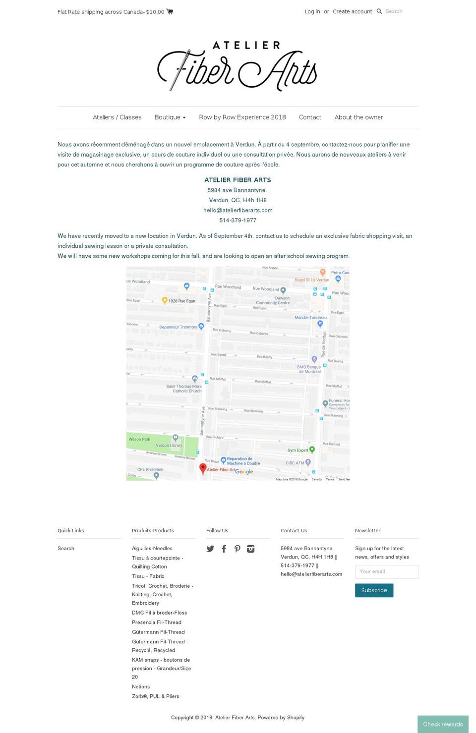 atelierfibrearts.com — Shopify storefront screenshot