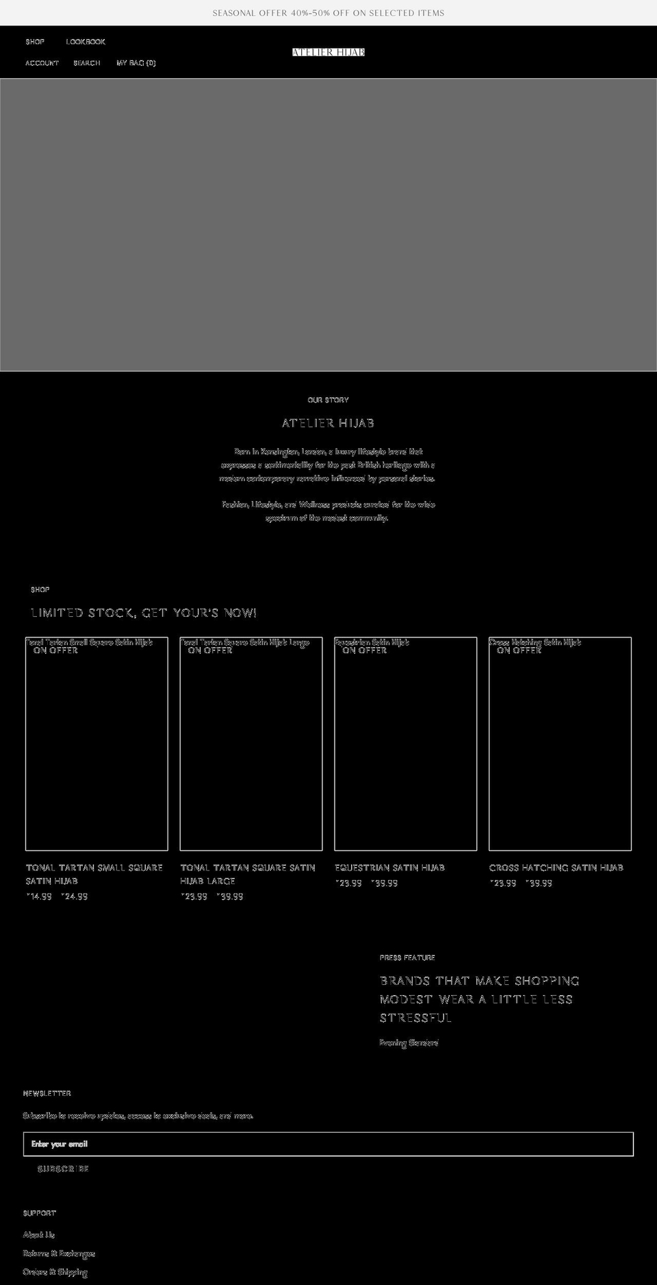 atelierhijab.com shopify website screenshot