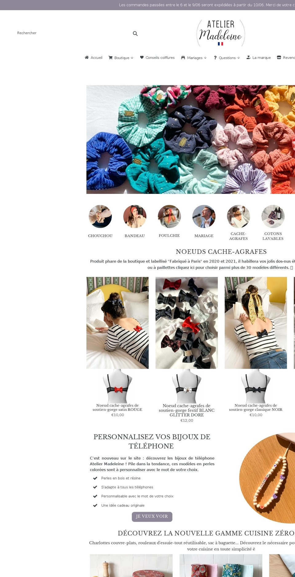 ateliermadeleine.com shopify website screenshot