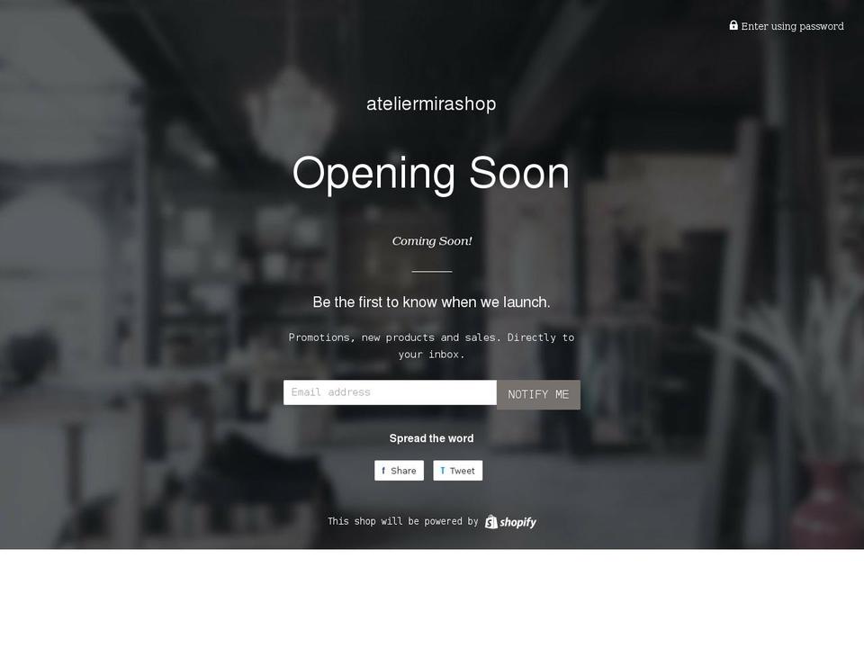 ateliermirashop.com shopify website screenshot