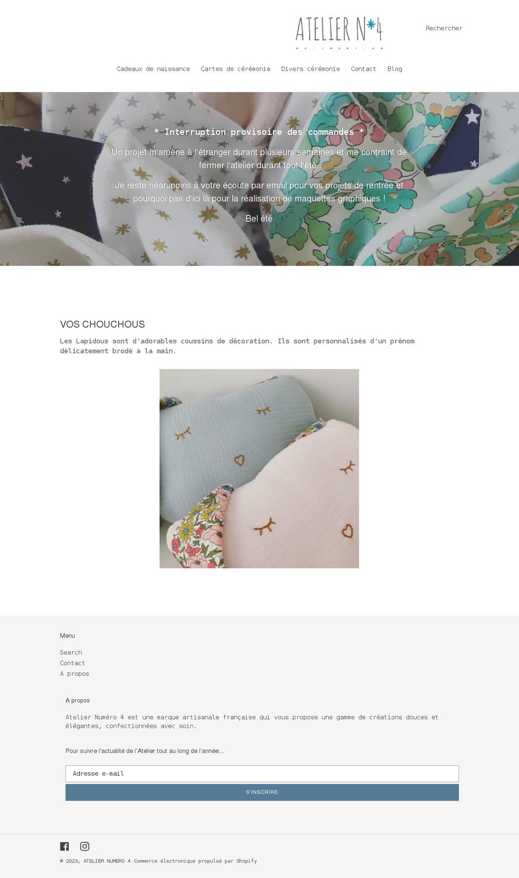 ateliernumero4.com shopify website screenshot