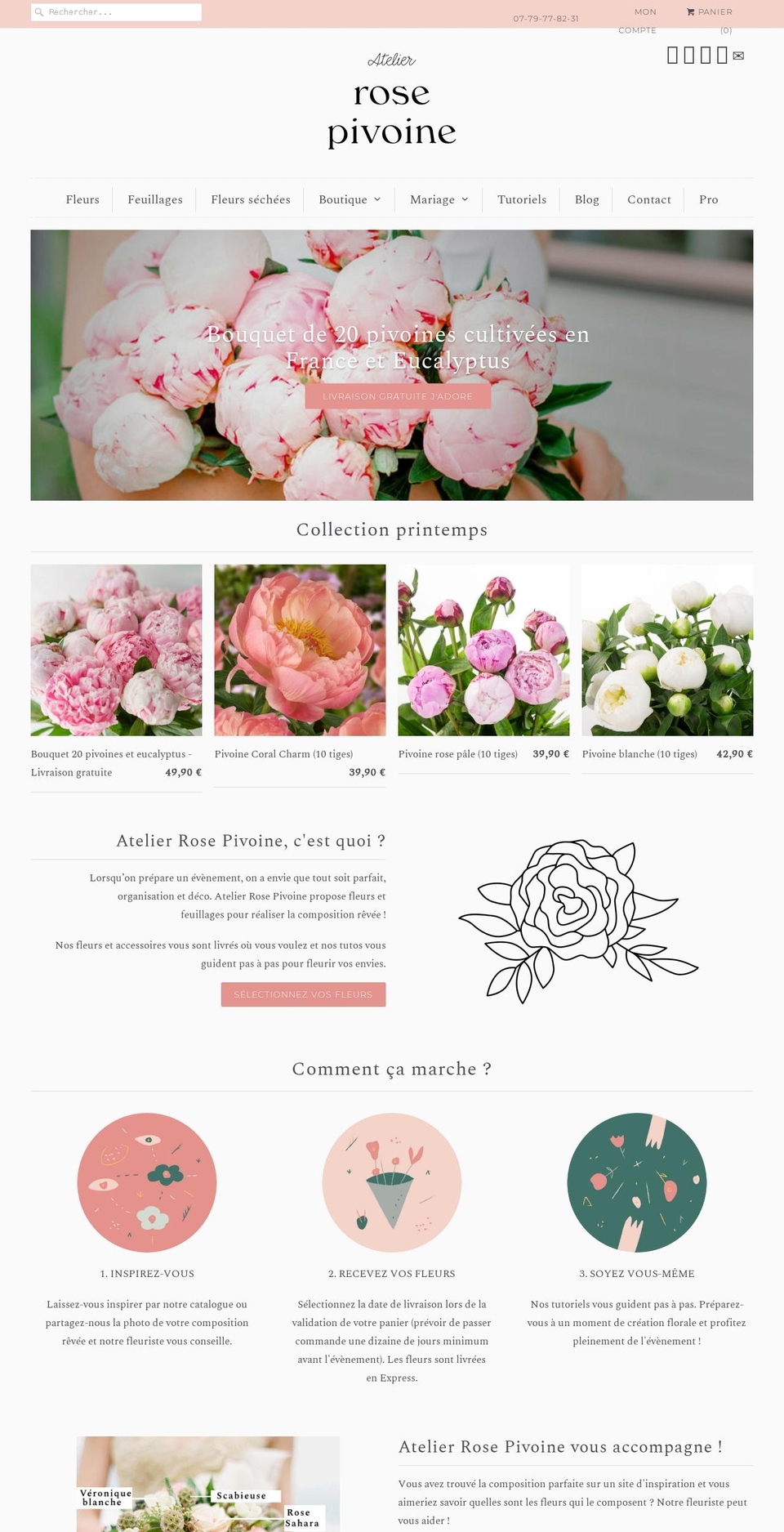 atelierrosepivoine.com — Shopify storefront screenshot