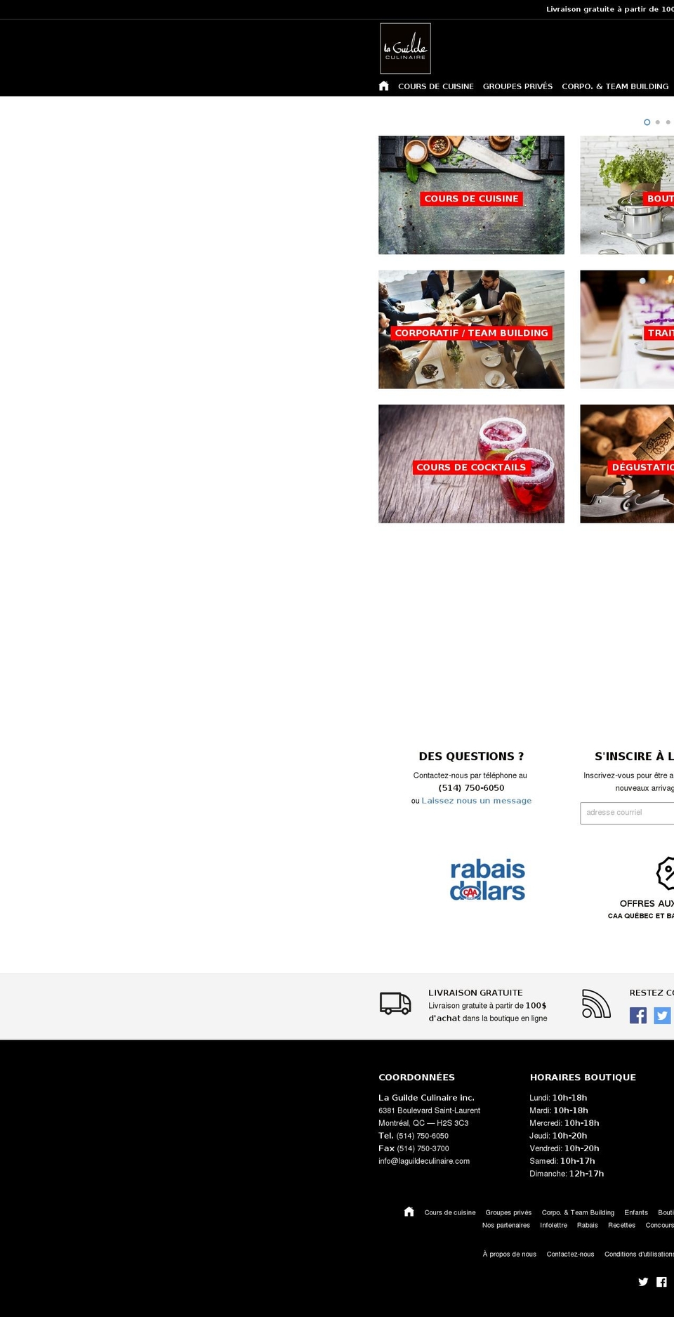ateliers-des-chefs.com shopify website screenshot
