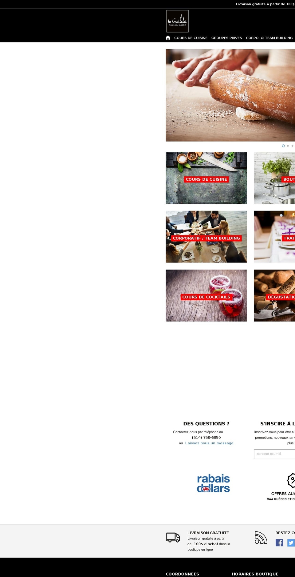 ateliersculinaires.com shopify website screenshot