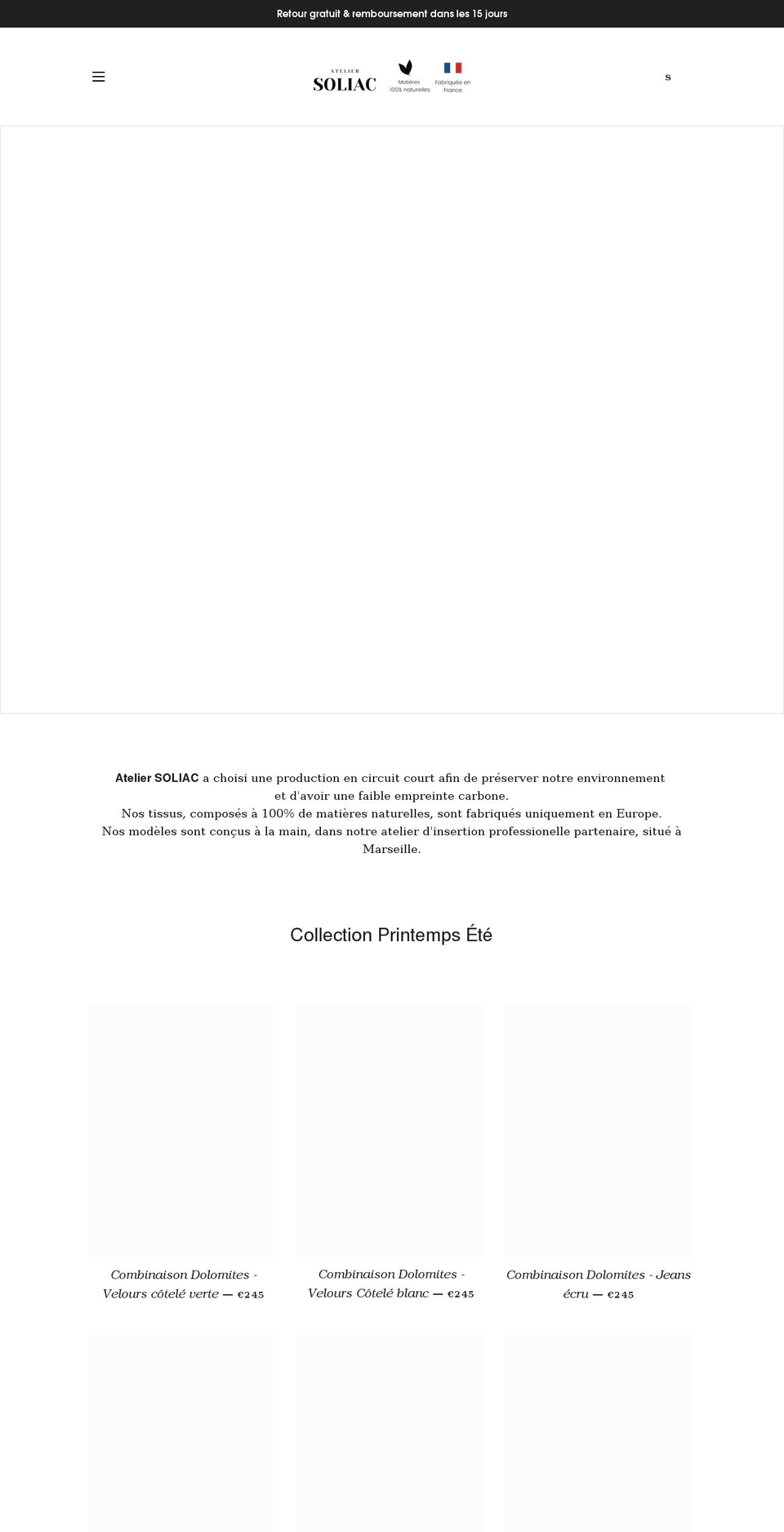 ateliersoliac.com shopify website screenshot