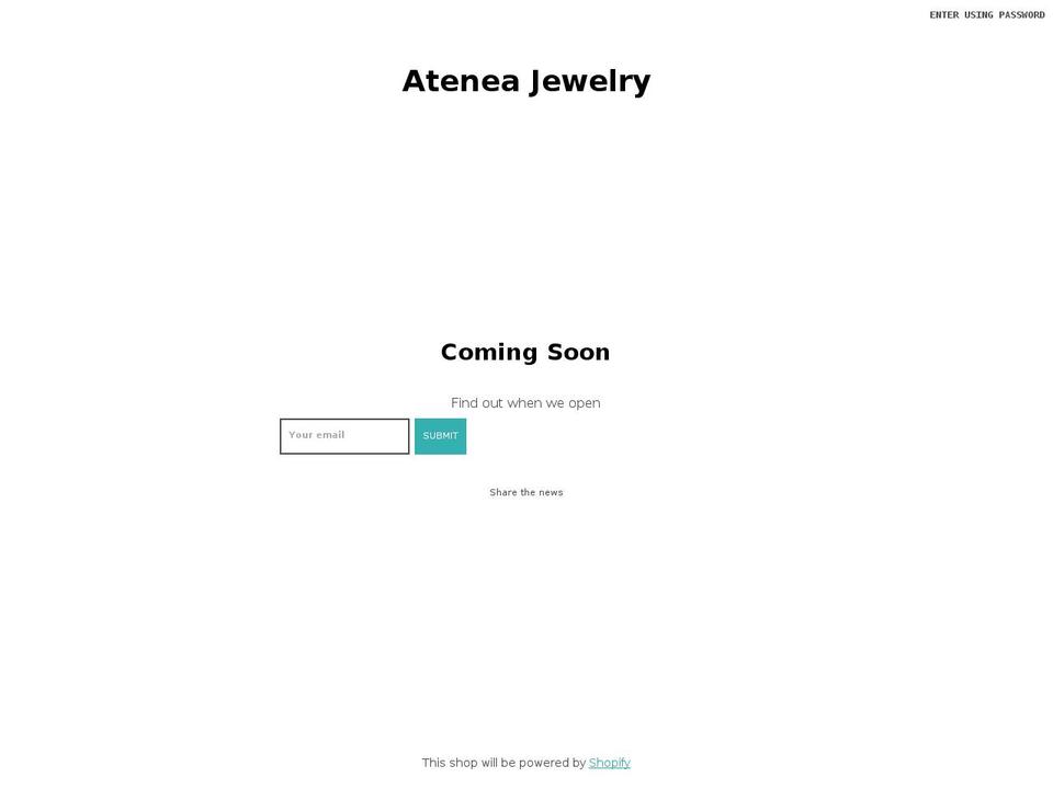 ateneajewelry.com shopify website screenshot