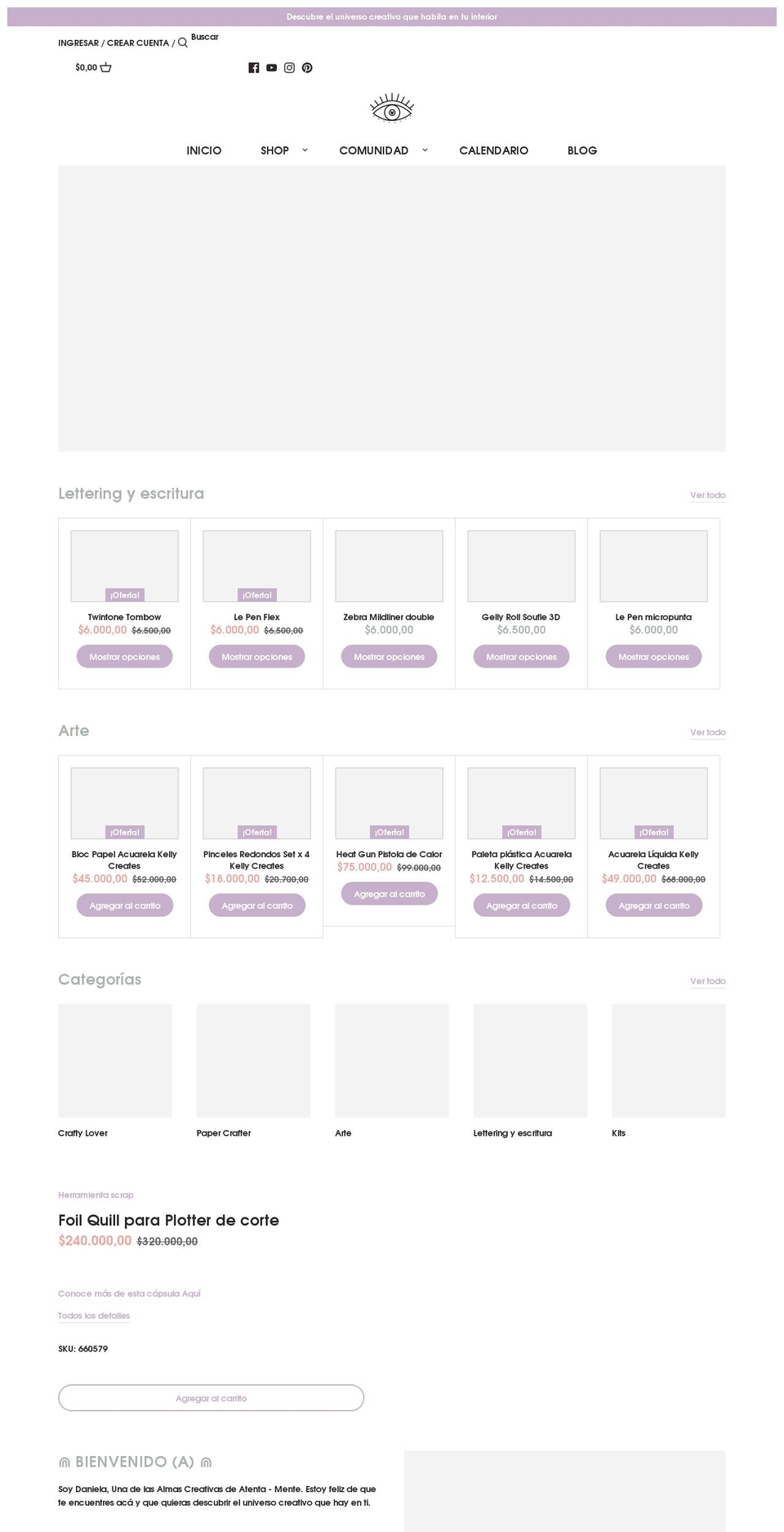 atentamenteespaciocreativo.com shopify website screenshot