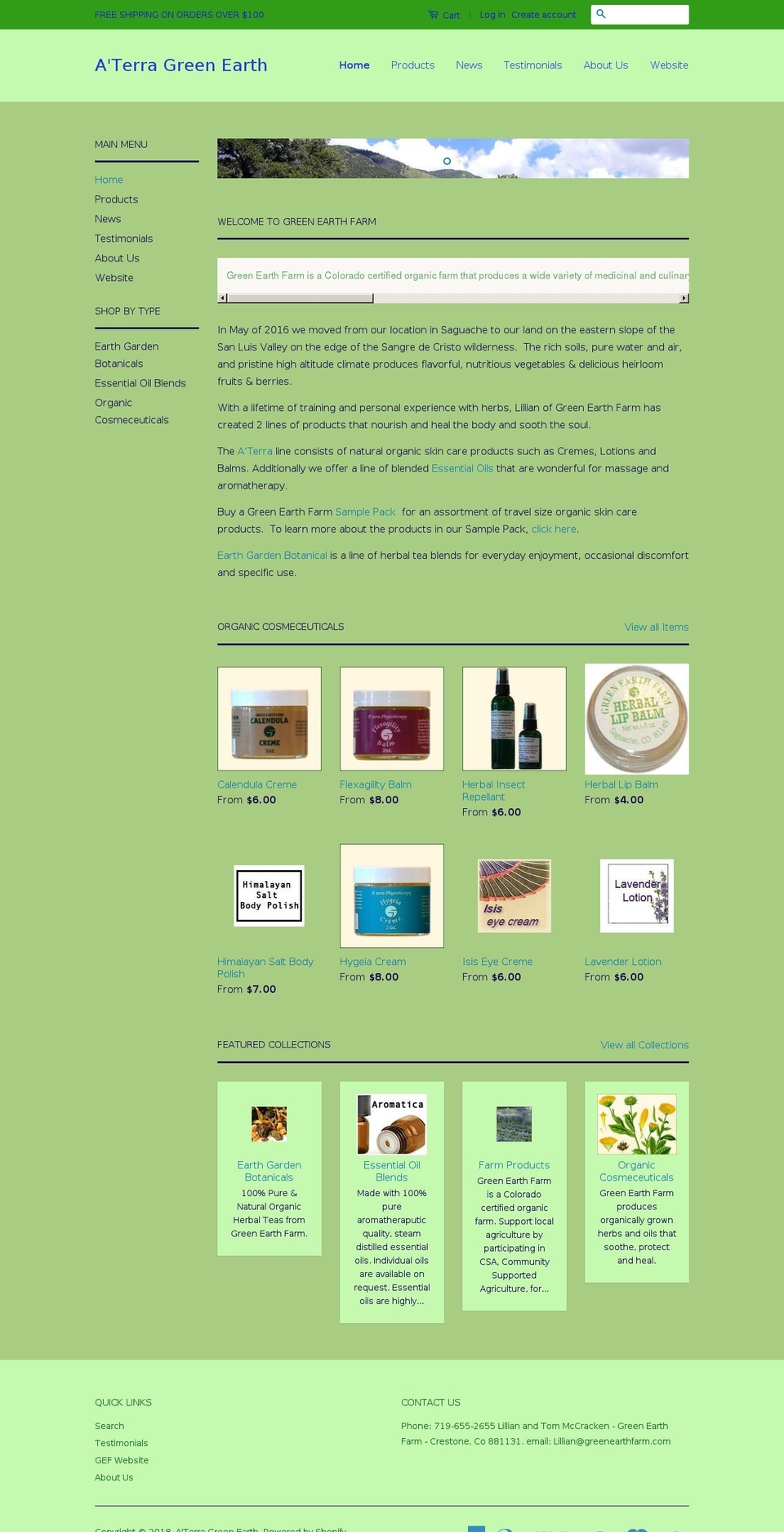 aterra-green-earth.myshopify.com shopify website screenshot