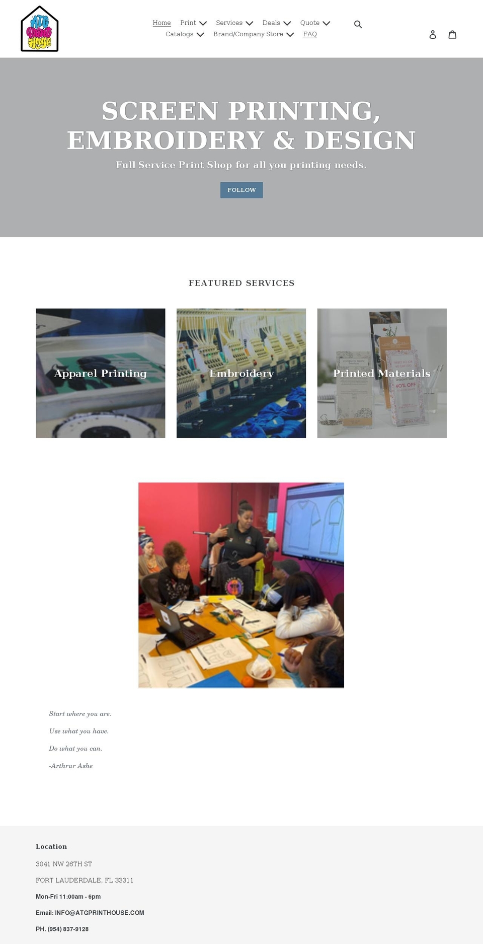 atgprinthouse.com shopify website screenshot