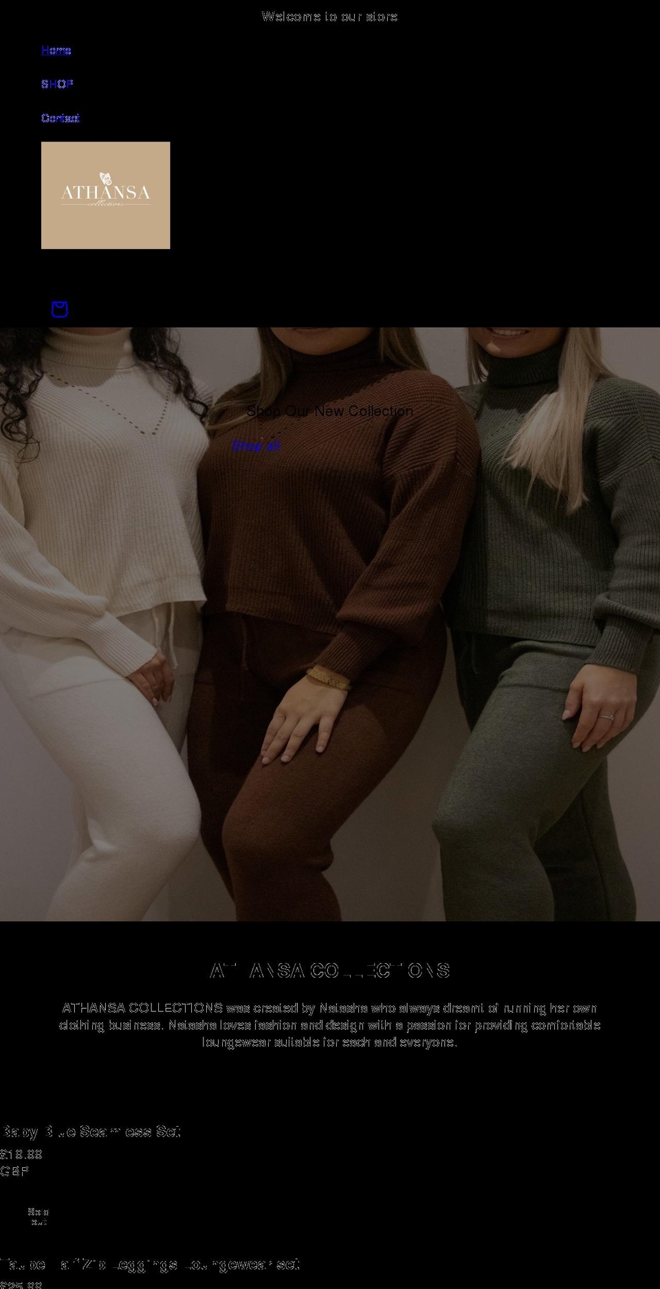 athansa.com shopify website screenshot