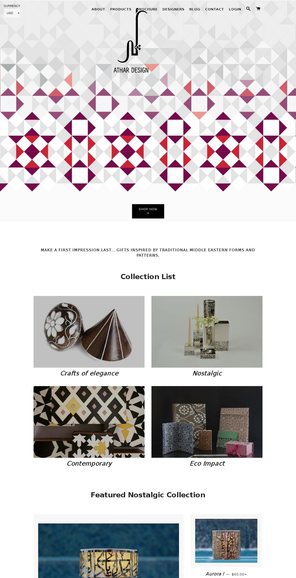 athardesign.com — Shopify storefront screenshot